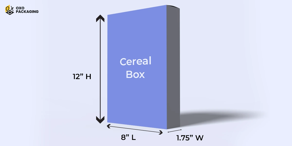 Measurements of a Cereal Box OXO Pacakging 