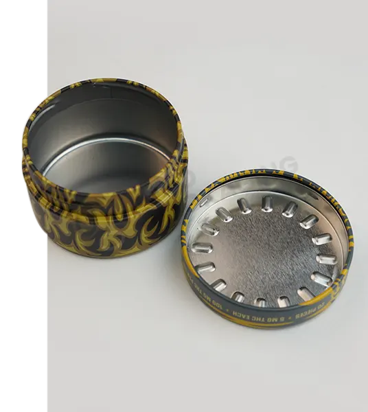 Round THC Gummy Tin packaging