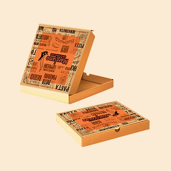 brown pizza packaging boxes