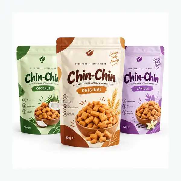 Printed chin chin packaging