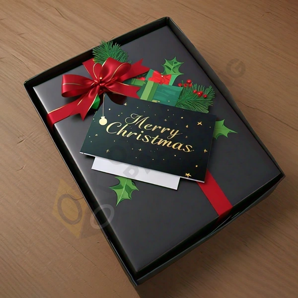 christmas present boxes with logo