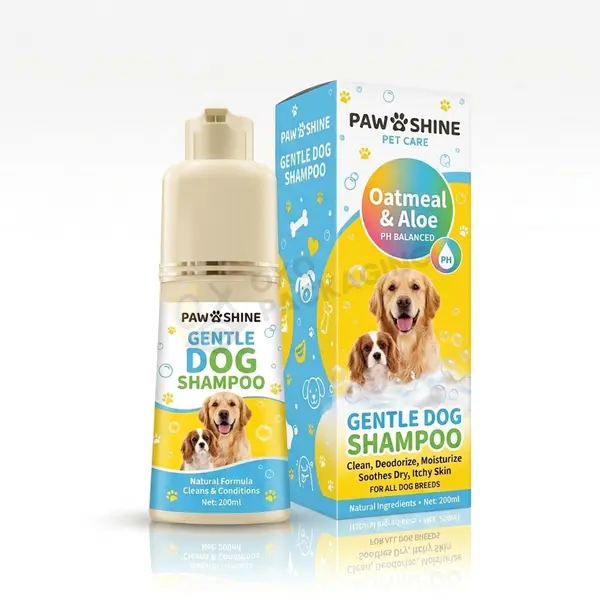 printed dog shampoo packaging