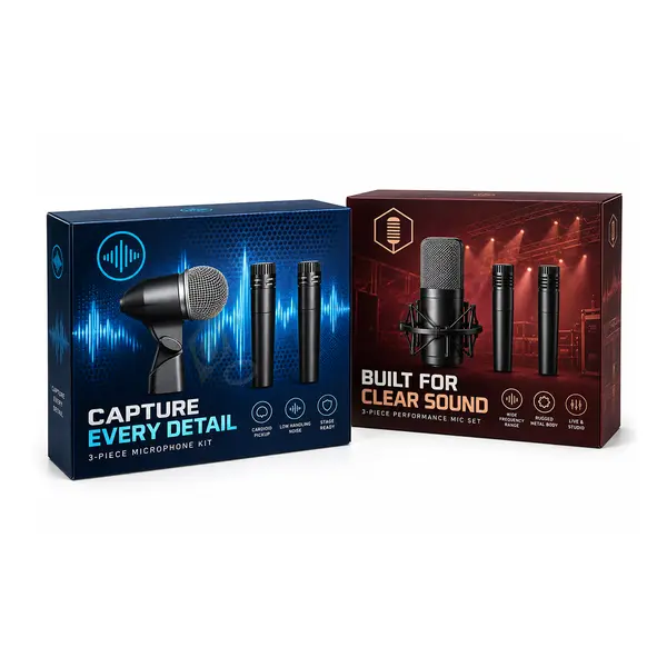 microphone packaging with logo