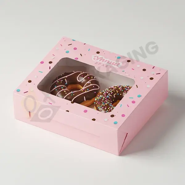 pink donut color boxesfor donut packaging