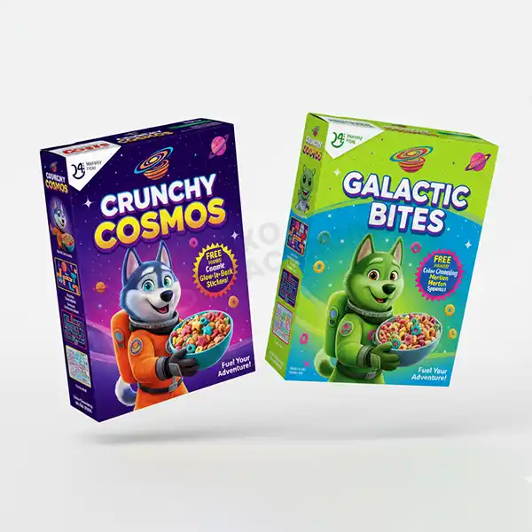 printed 90s cereal boxes