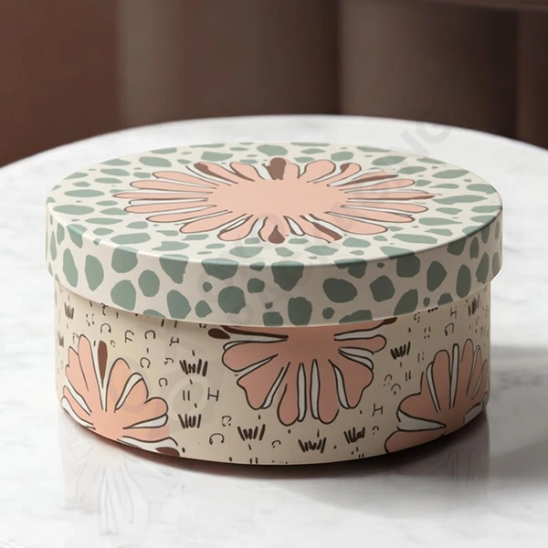 printed round gift box with lid