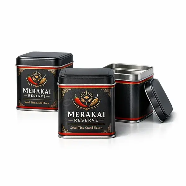 spice tin box with logo
