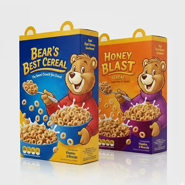 cereal with bear on box