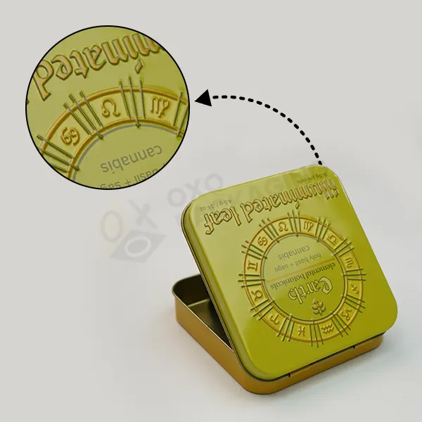 Custom Embossed Square Pre Roll Tin