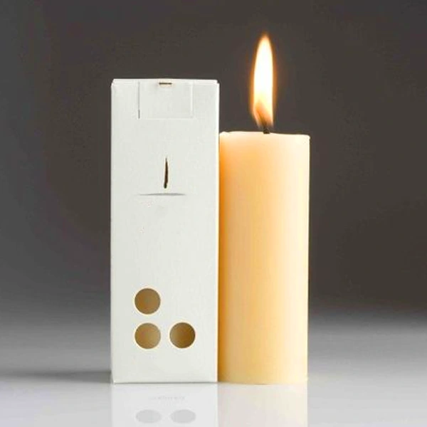 pillar candle packaging with logo